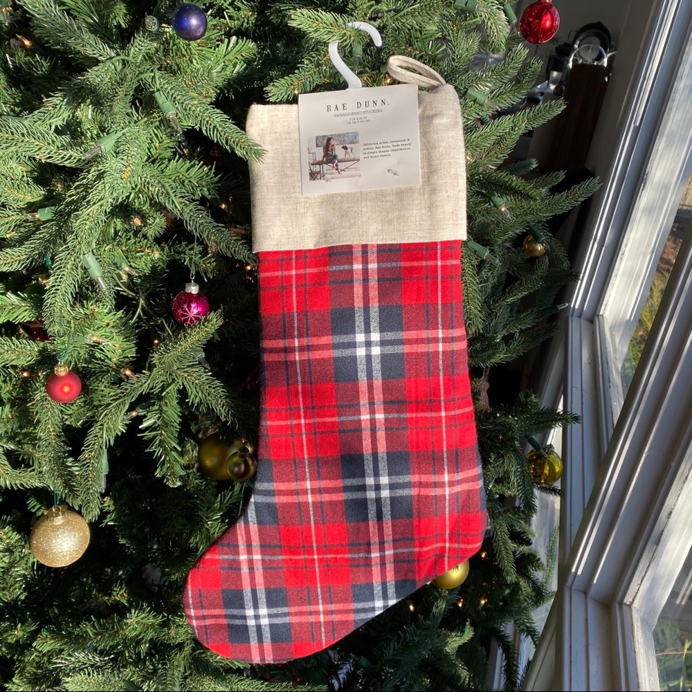 🎄♥️ RAE DUNN “JOY” CHRISTMAS RED EMBROIDERED STOCKING!